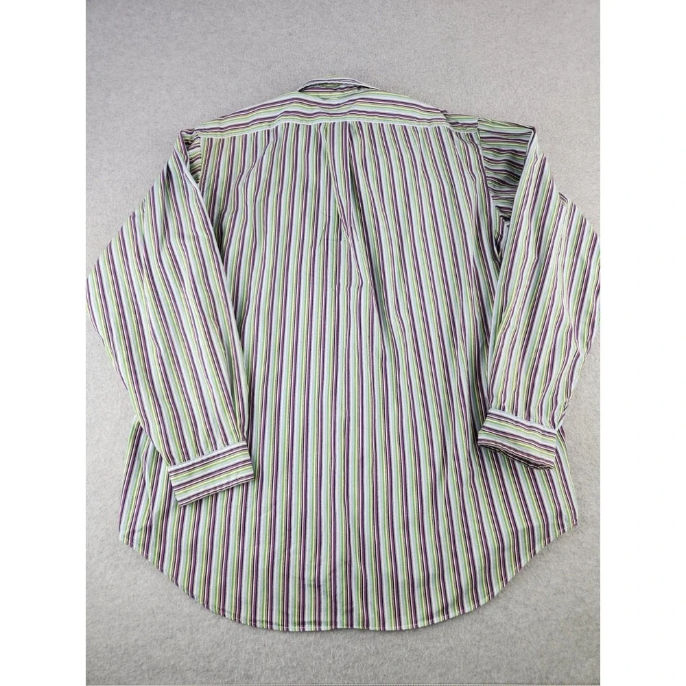 Vintage‎ Polo Ralph Lauren 17.5 XL Bright Shirt Striped Oxford Shirt Spring!